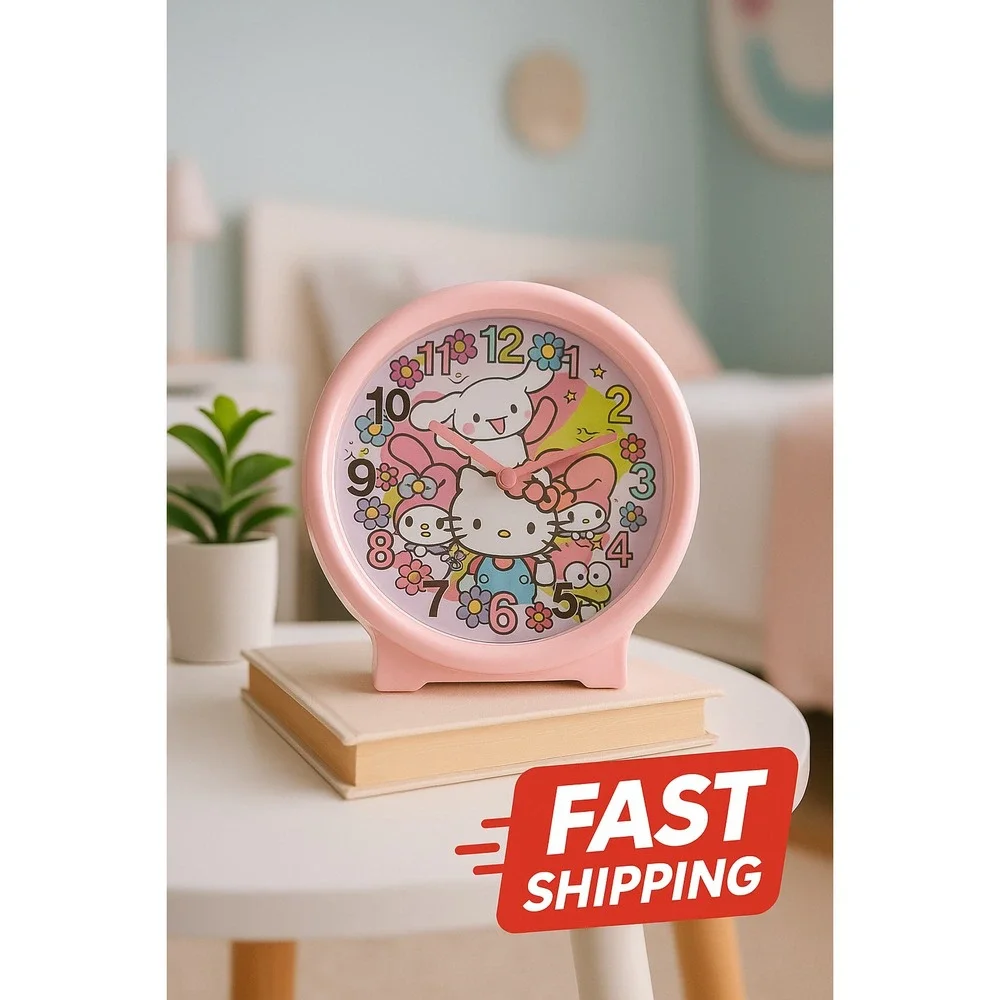 Sanrio Hello Kitty Friends Pink‎ Tabletop Clock Desk Decor NIB